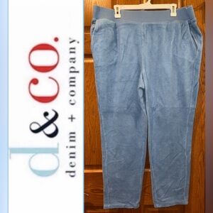 EUC Denim & Co Comfort Zone 1XPetite Baby Sherpa Blue Pants